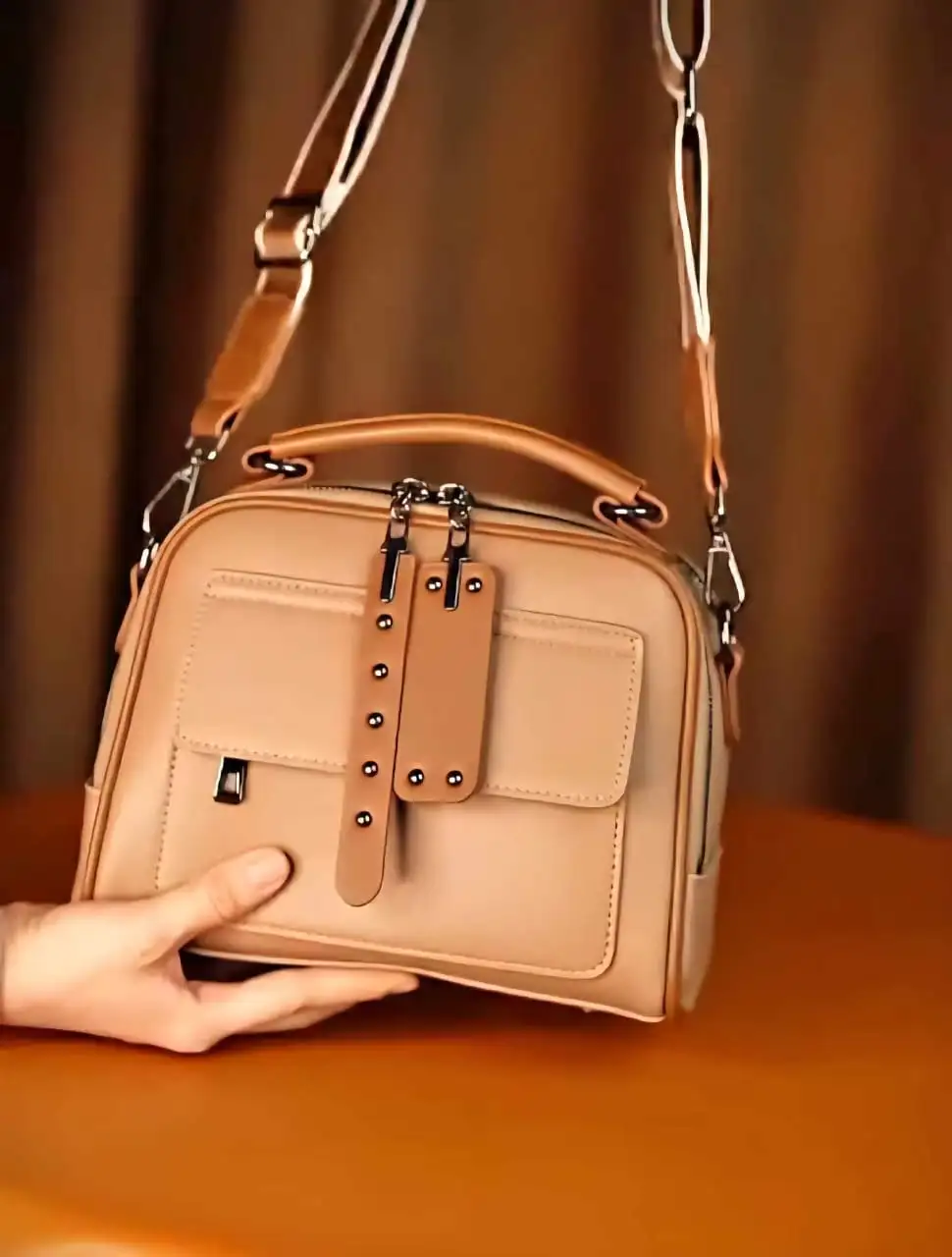 Genuine Soft Leather Handbag(মিষ্টি ব্রাউন কালার)