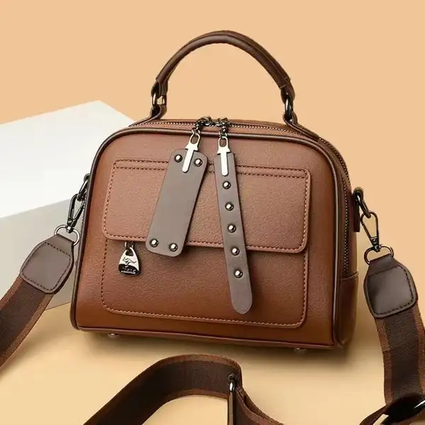 Genuine Soft Leather Handbag(Brown color)
